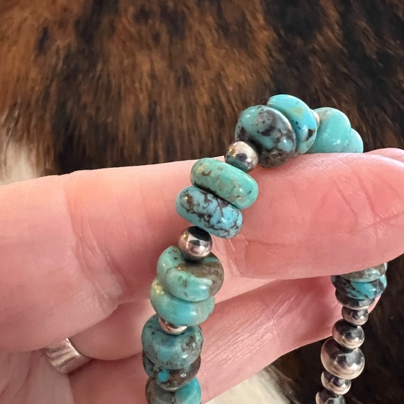 ❤️ Bracelet 925 Desert Pearls, Saucers, Kingman Turquoise  7.5”+1”Ext Unisex - Picture 4 of 8